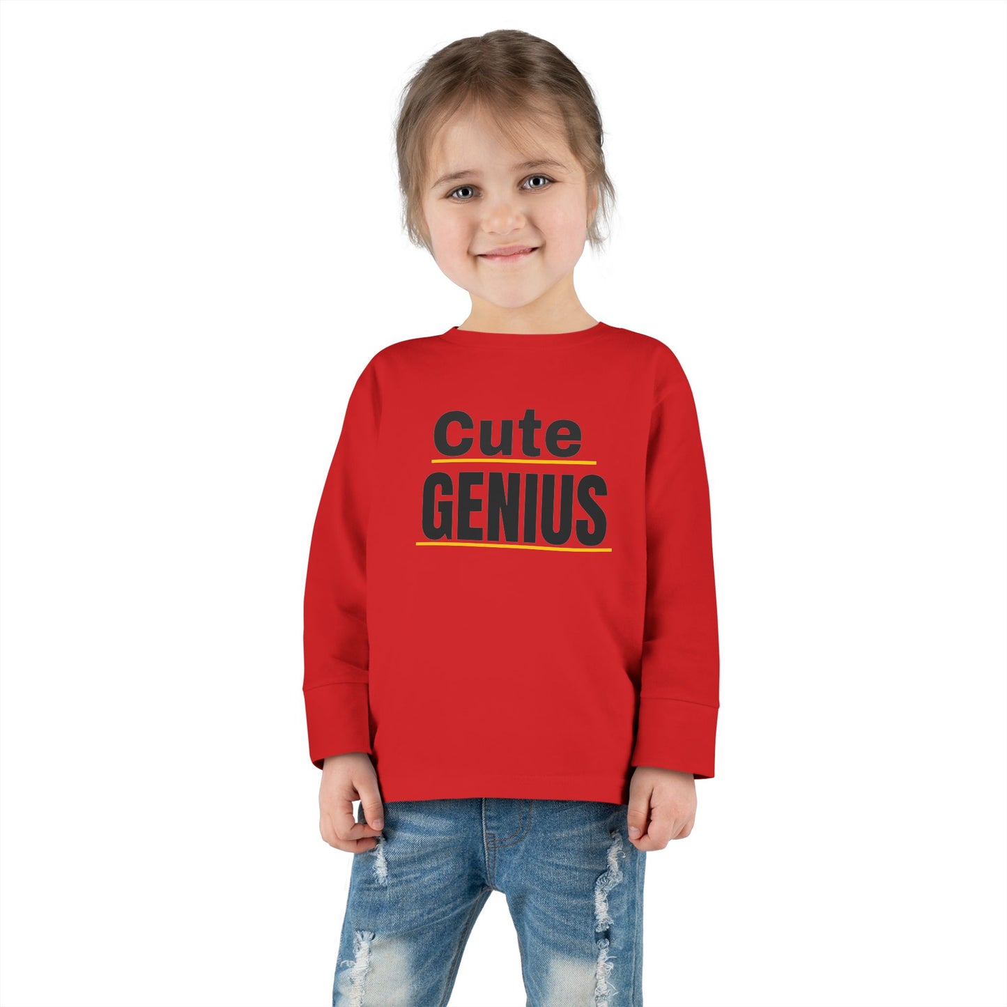 Cute Genius Toddler Long Sleeve Tee - Adorable Kids Shirt for Tiny Trendsetters, Birthday Gift, Baby Shower Present, Everyday Wear