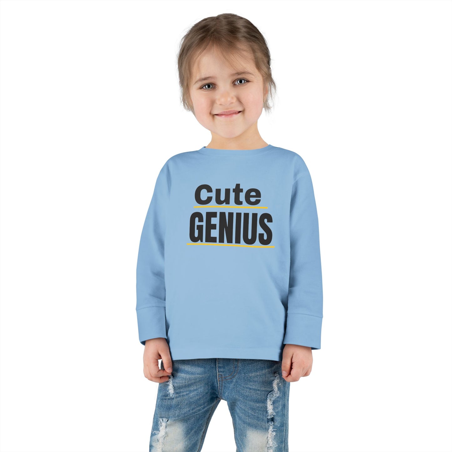 Cute Genius Toddler Long Sleeve Tee - Adorable Kids Shirt for Tiny Trendsetters, Birthday Gift, Baby Shower Present, Everyday Wear