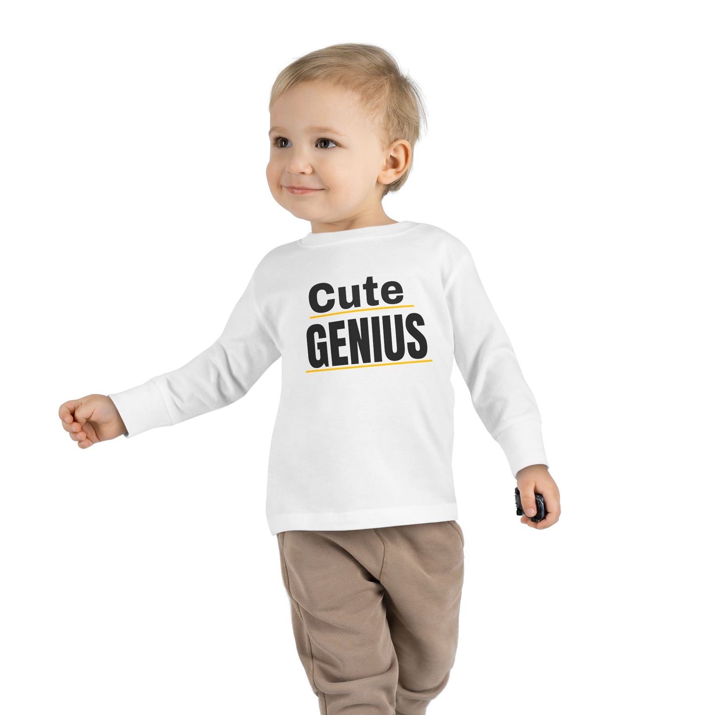 Cute Genius Toddler Long Sleeve Tee - Adorable Kids Shirt for Tiny Trendsetters, Birthday Gift, Baby Shower Present, Everyday Wear