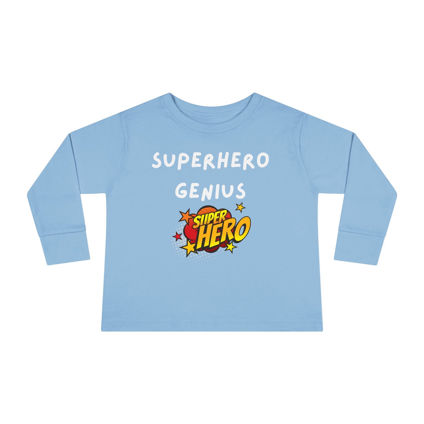 Superhero Genius Toddler Long Sleeve Tee - Perfect Gift for Birthdays, Playdates, or Family Gatherings, Fun Kids Apparel, Superhero Shirt