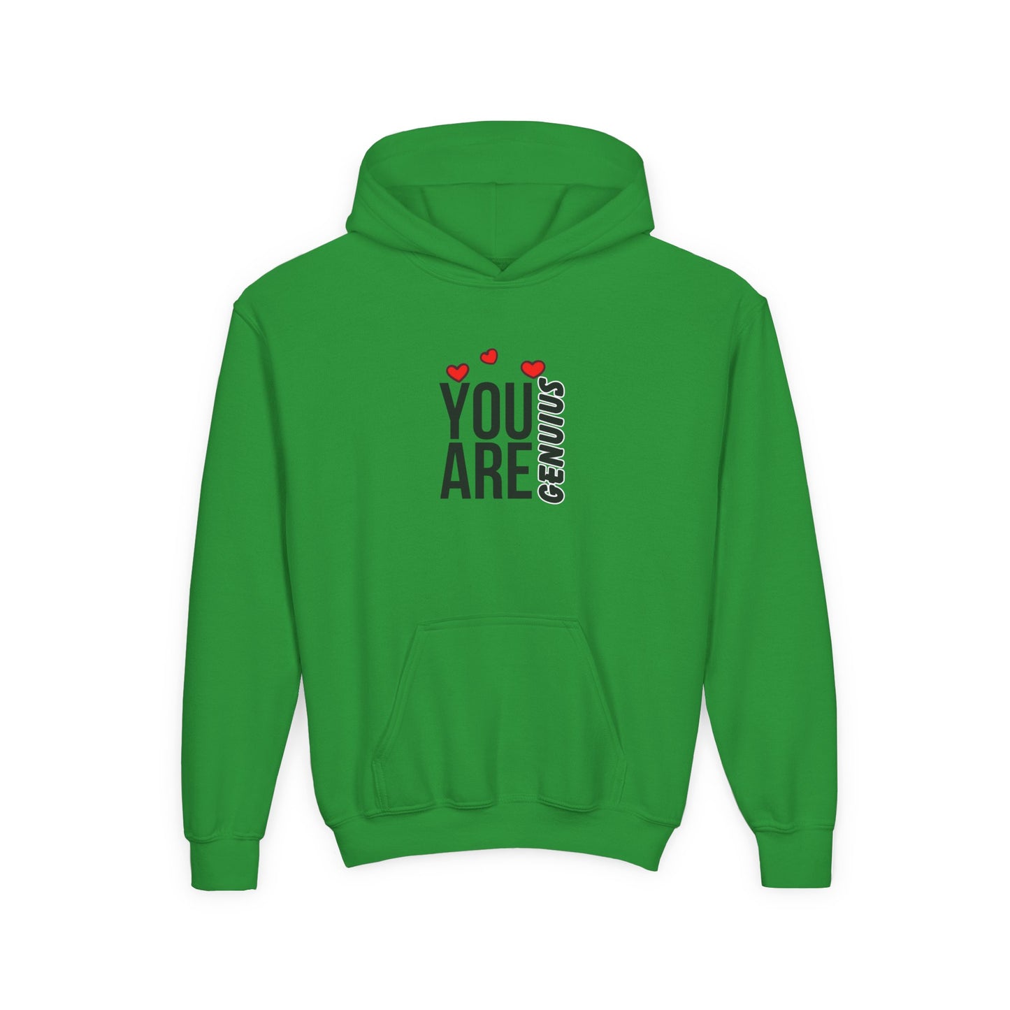 "You Are Genius" Youth Hooded Sweatshirt - Perfect for School, Birthdays, Inspiring Gifts, Everyday Comfort, and Motivational Style