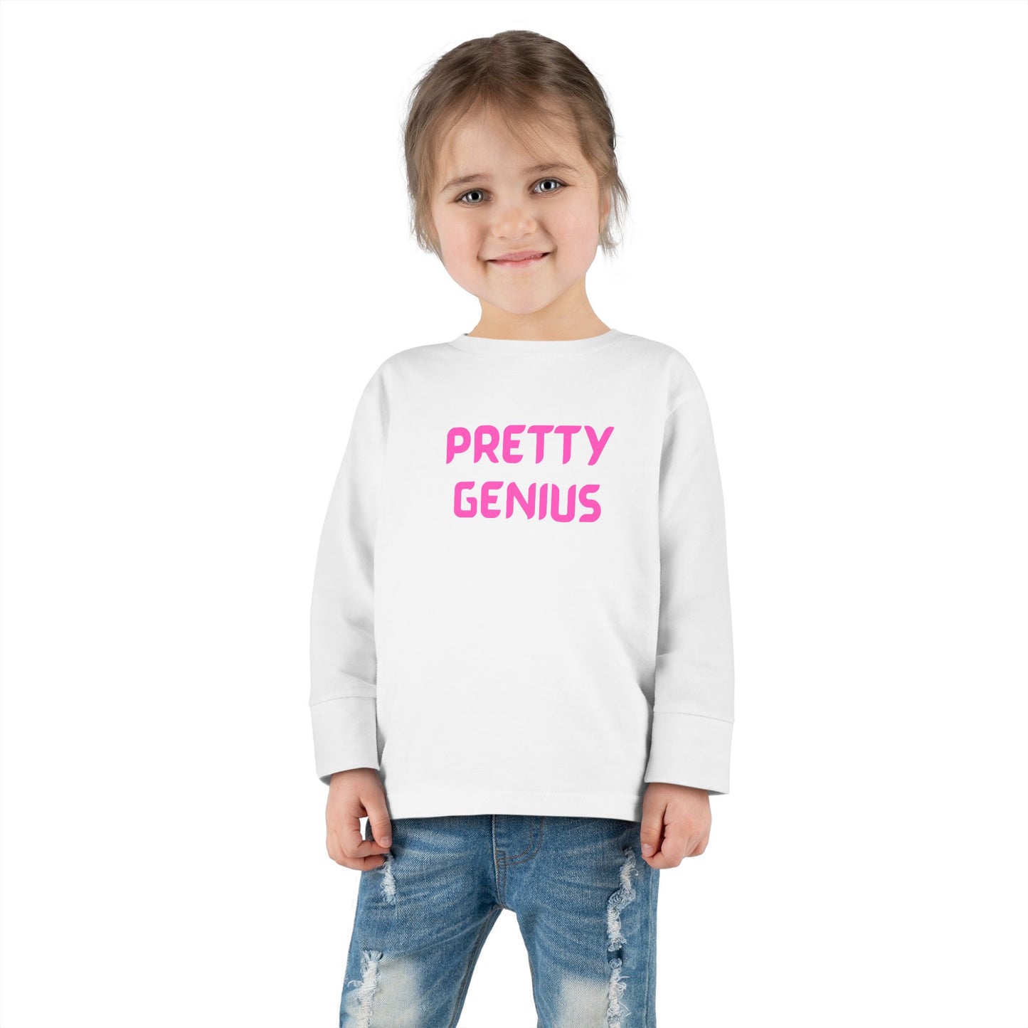 Toddler Long Sleeve Tee - Pretty Genius T-Shirt, Kids Gift, Baby Shower Gift, Fun Outfit, Playdate Top, Stylish Toddler Wear