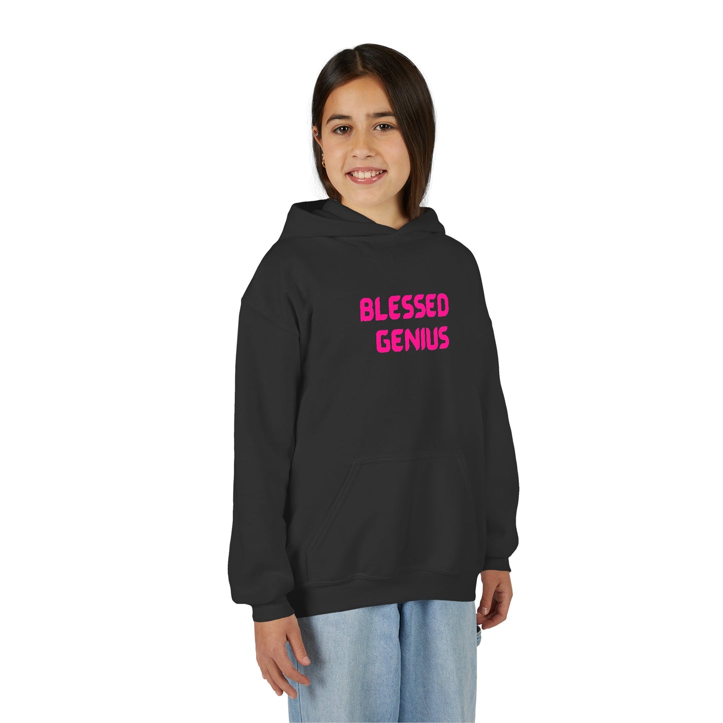 Blessed Genius Youth Hoodie, Inspirational Sweatshirt, Gift for Kids, Motivational Clothing, Cozy Pullover, Everyday Wear