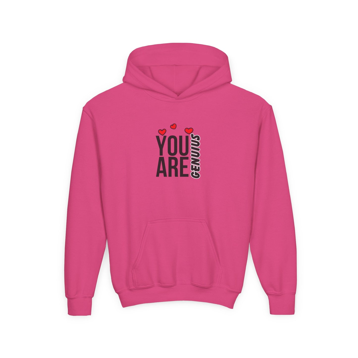 "You Are Genius" Youth Hooded Sweatshirt - Perfect for School, Birthdays, Inspiring Gifts, Everyday Comfort, and Motivational Style