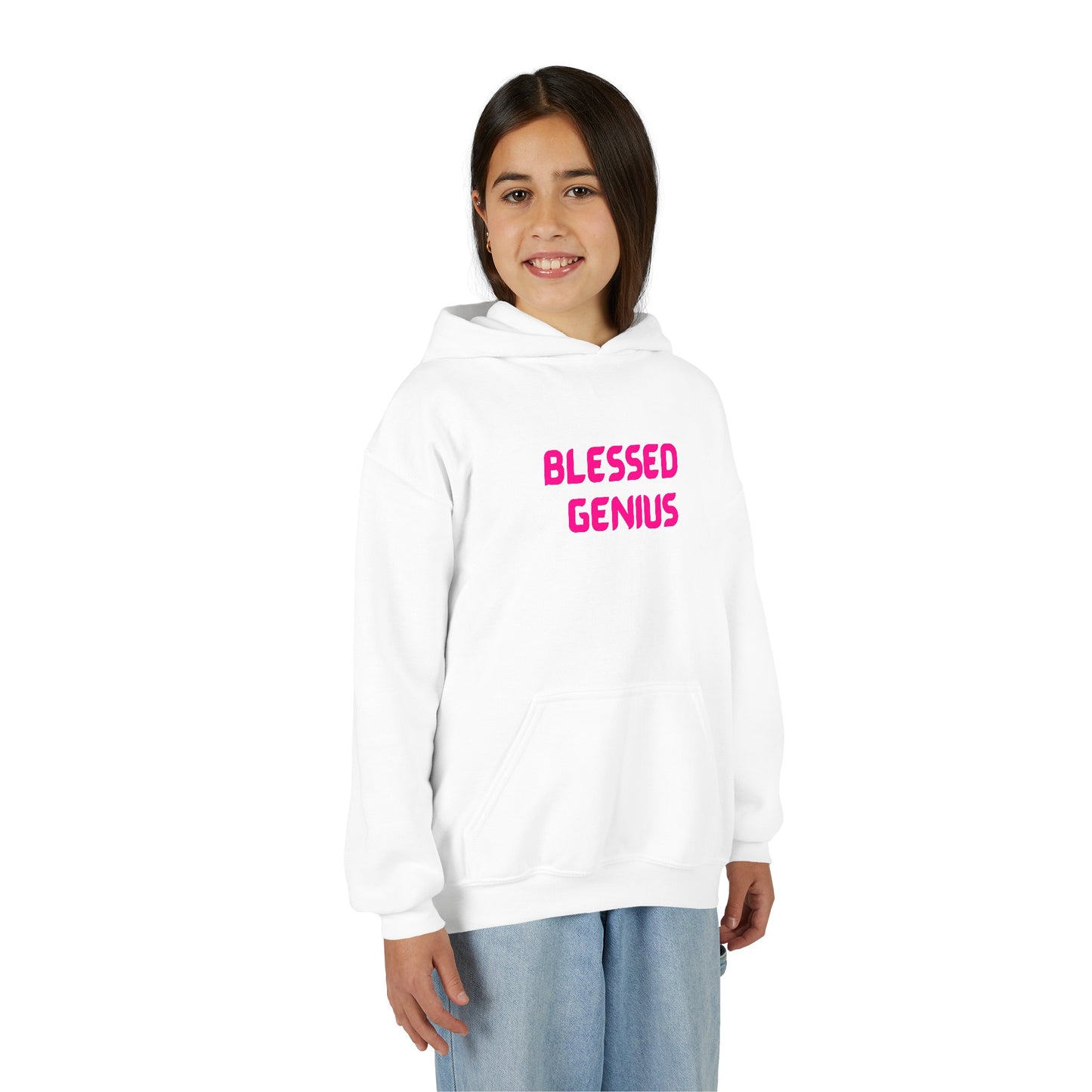 Blessed Genius Youth Hoodie, Inspirational Sweatshirt, Gift for Kids, Motivational Clothing, Cozy Pullover, Everyday Wear