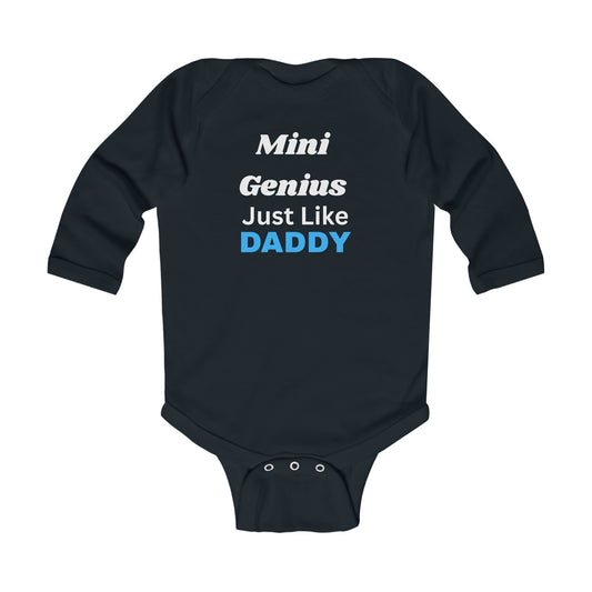 Mini Genius Infant Long Sleeve Bodysuit, Baby Shower Gift, Newborn Outfit, Funny Baby Clothes, Dad Appreciation