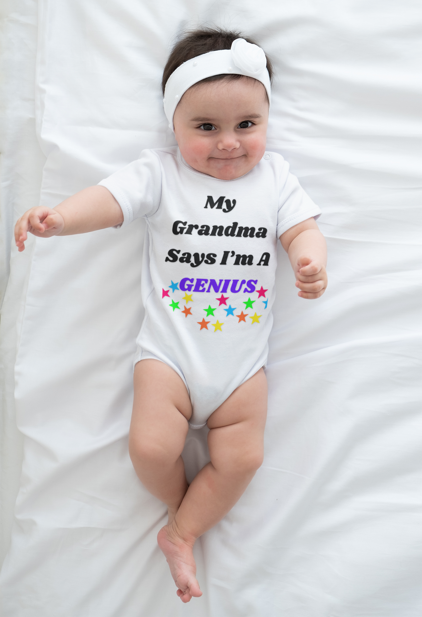 Infant Bodysuit - My Grandma Says I’m A Genius, Cute Baby Clothes, Newborn Gift, Baby Shower Present, Funny Baby Outfit, Infant Wear