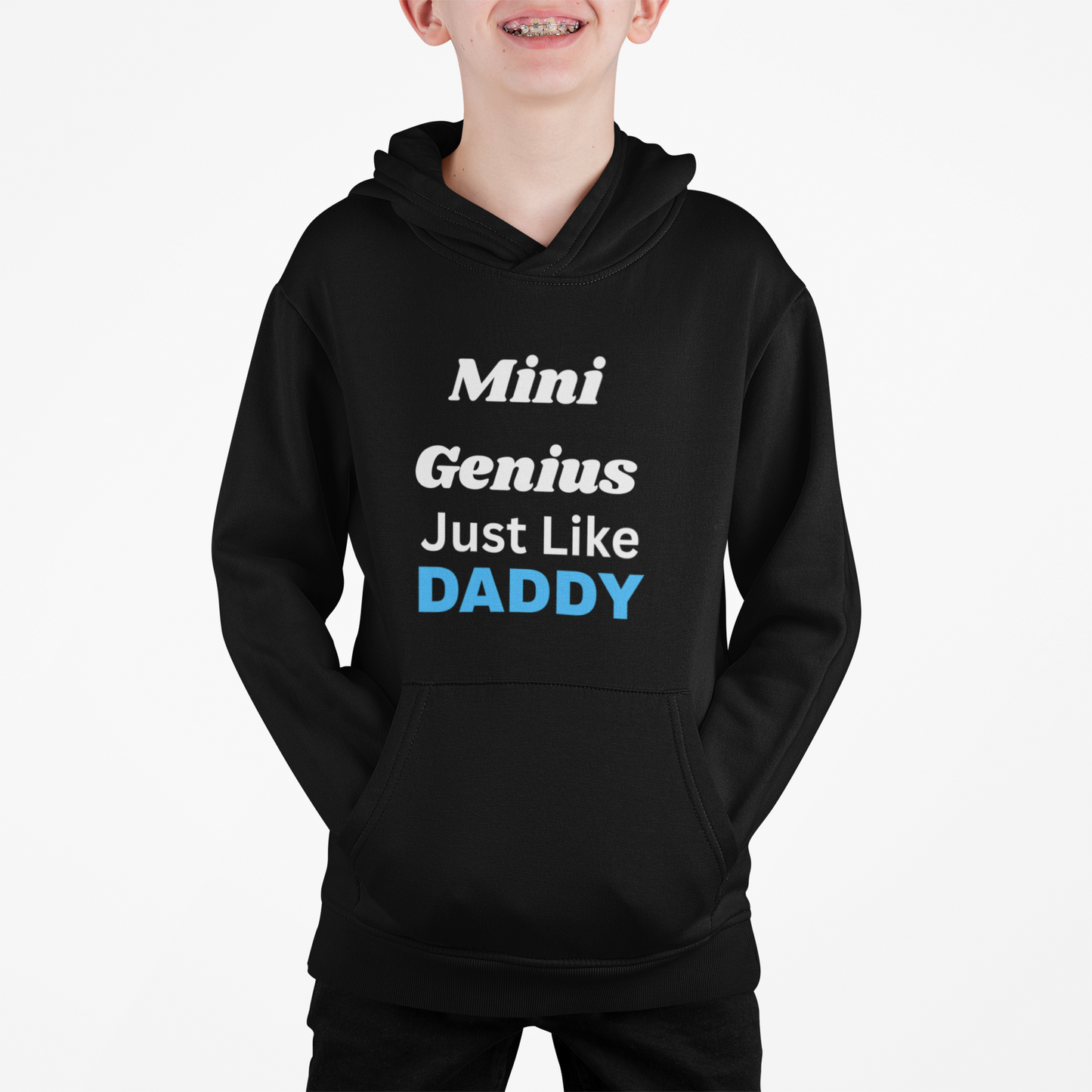 Mini Genius Hoodie - Just Like Daddy, Youth Sweatshirt, Funny Kids Clothes, Father's Day Gift, Family Matching Outfits