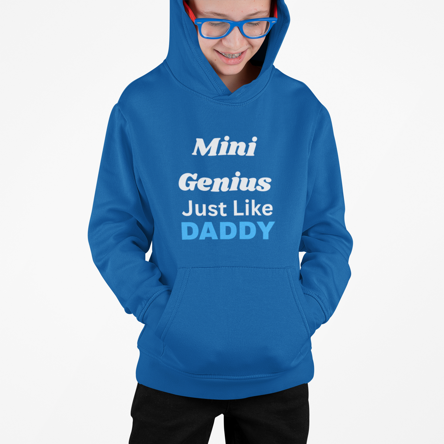 Mini Genius Hoodie - Just Like Daddy, Youth Sweatshirt, Funny Kids Clothes, Father's Day Gift, Family Matching Outfits