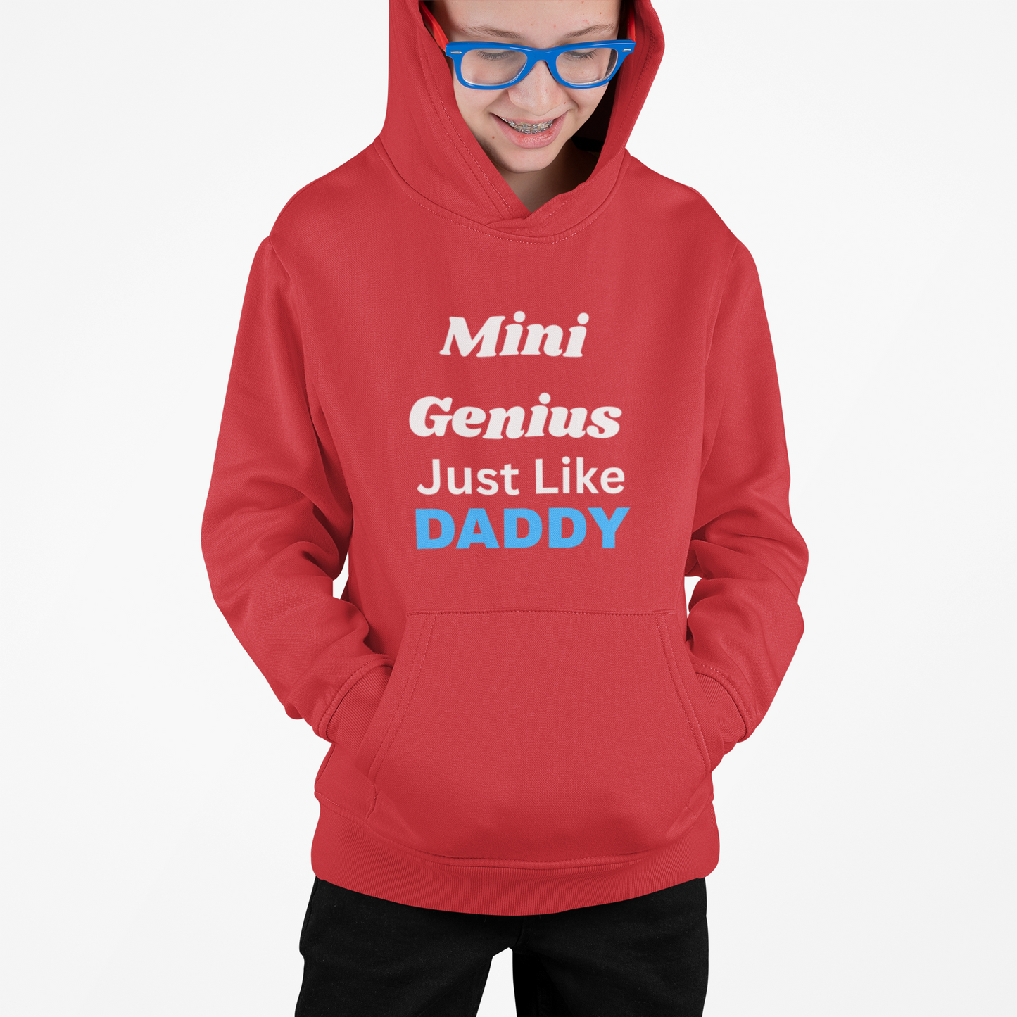 Mini Genius Hoodie - Just Like Daddy, Youth Sweatshirt, Funny Kids Clothes, Father's Day Gift, Family Matching Outfits