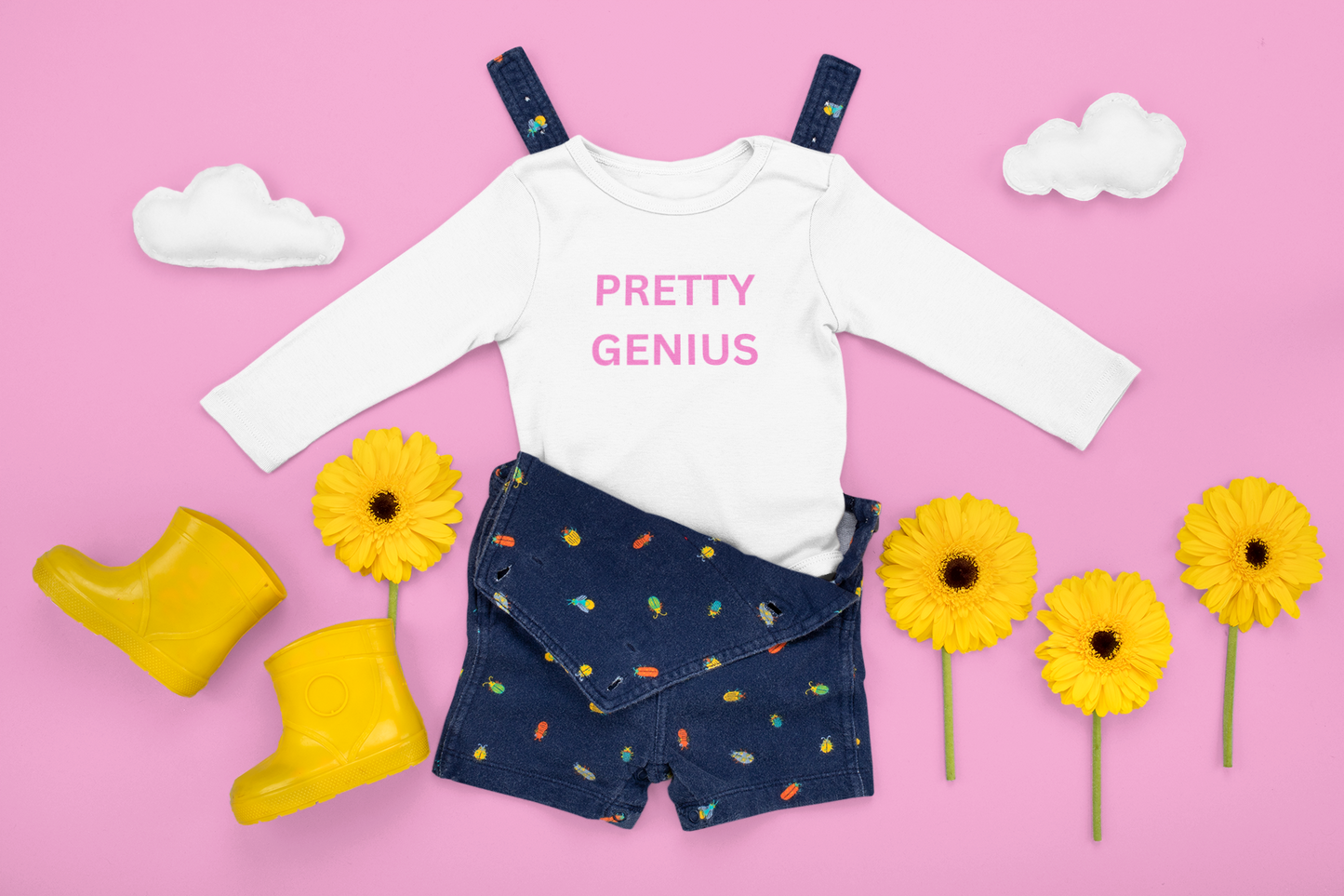 Toddler Long Sleeve Tee - Pretty Genius T-Shirt, Kids Gift, Baby Shower Gift, Fun Outfit, Playdate Top, Stylish Toddler Wear