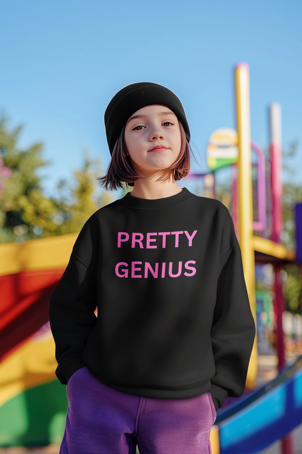 Pretty Genius Girls  Sweatshirt, Fun Gift for Kids, Cozy Kids Sweater, Cute Gift for Birthdays, Playful Toddler Apparel