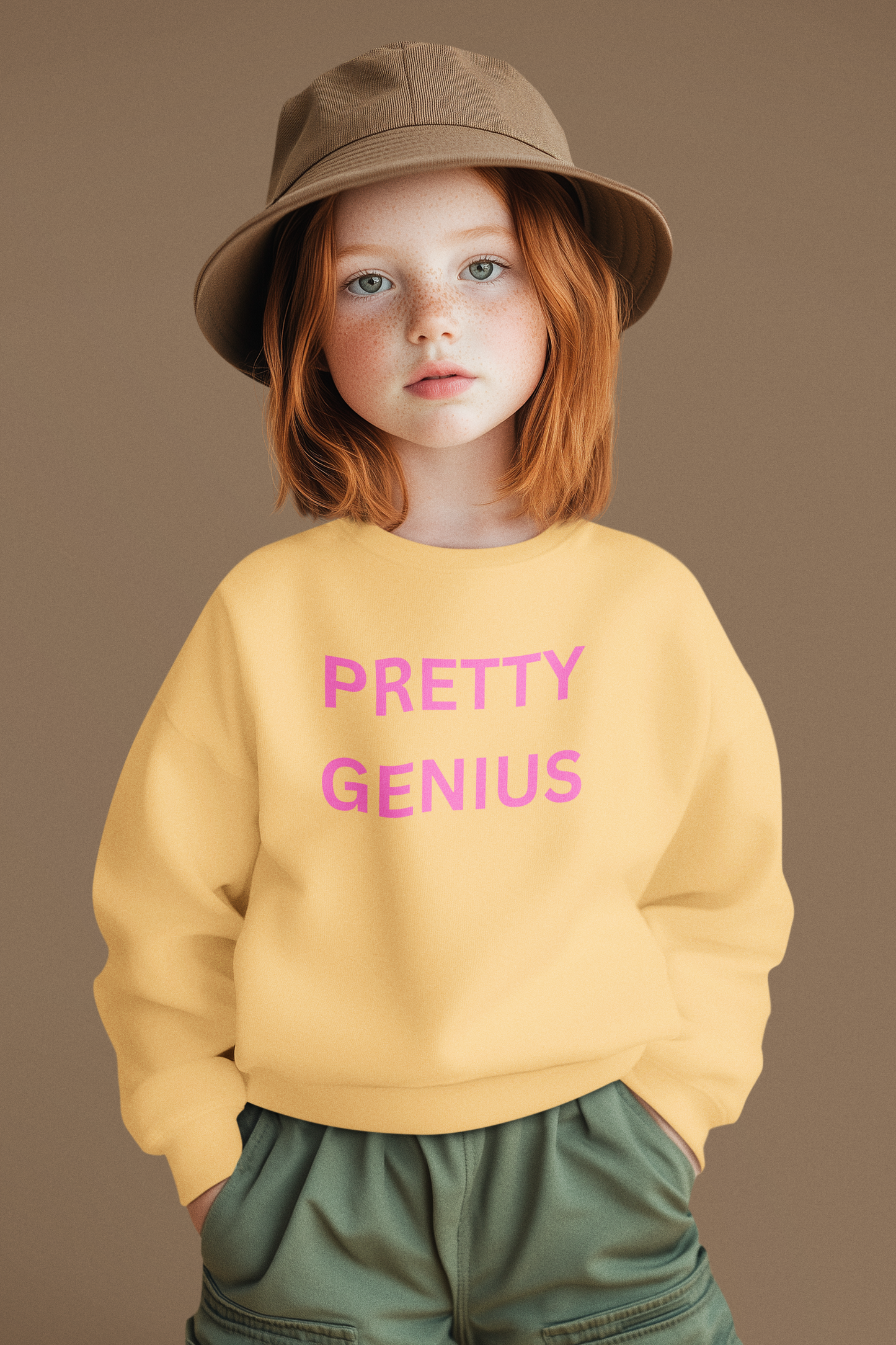 Pretty Genius Girls  Sweatshirt, Fun Gift for Kids, Cozy Kids Sweater, Cute Gift for Birthdays, Playful Toddler Apparel
