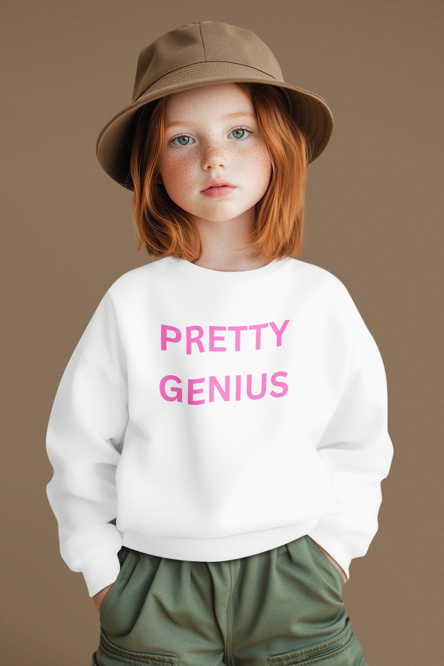 Pretty Genius Girls  Sweatshirt, Fun Gift for Kids, Cozy Kids Sweater, Cute Gift for Birthdays, Playful Toddler Apparel