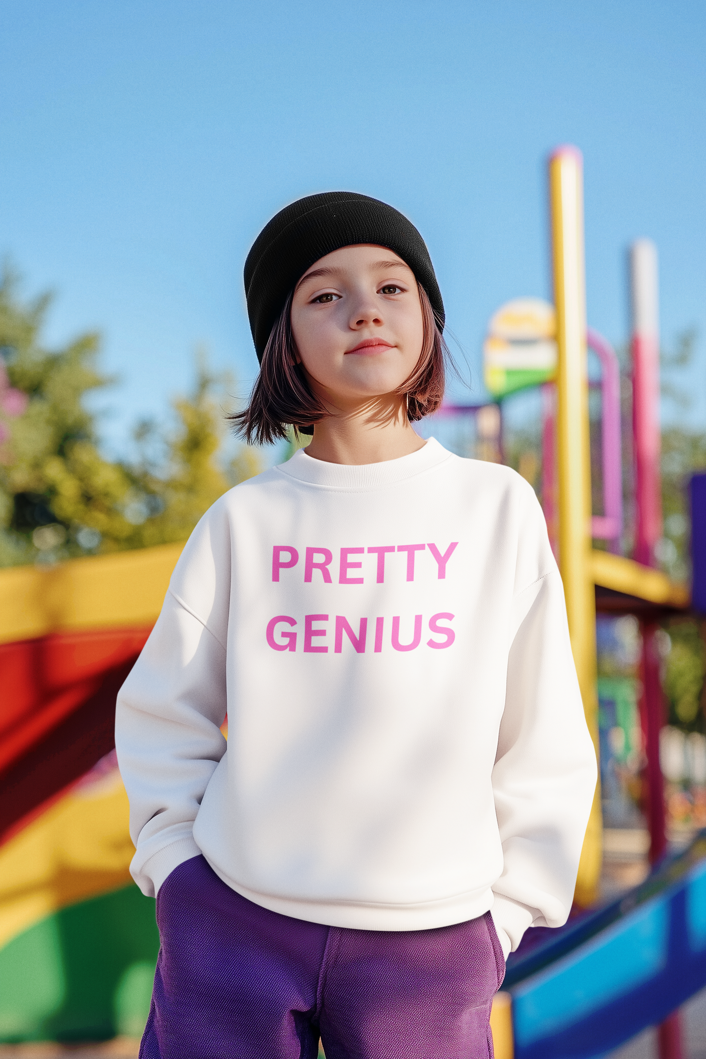 Pretty Genius Girls  Sweatshirt, Fun Gift for Kids, Cozy Kids Sweater, Cute Gift for Birthdays, Playful Toddler Apparel