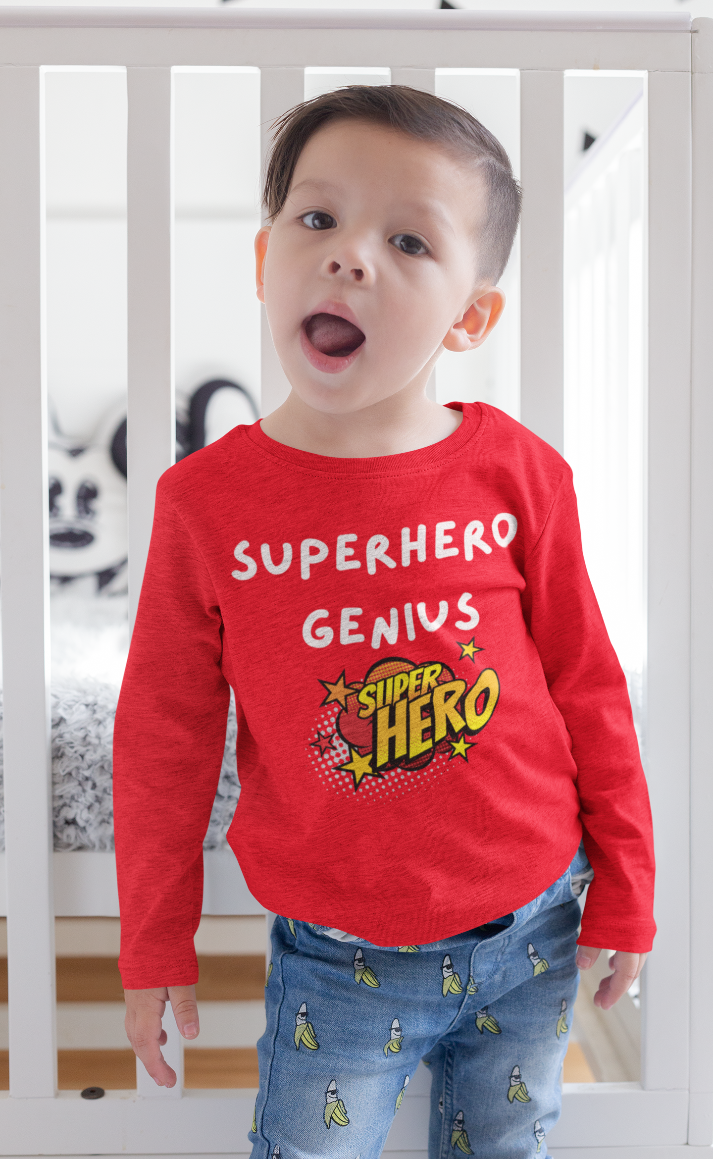 Superhero Genius Toddler Long Sleeve Tee - Perfect Gift for Birthdays, Playdates, or Family Gatherings, Fun Kids Apparel, Superhero Shirt