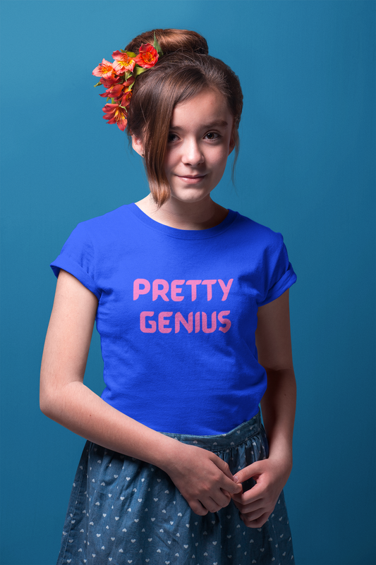 Pretty Genius Girls Tee - Cute T-Shirt, Gift for Kids, Birthday Outfit, Fun Everyday Wear, Graphic Tee, Gift for Girls