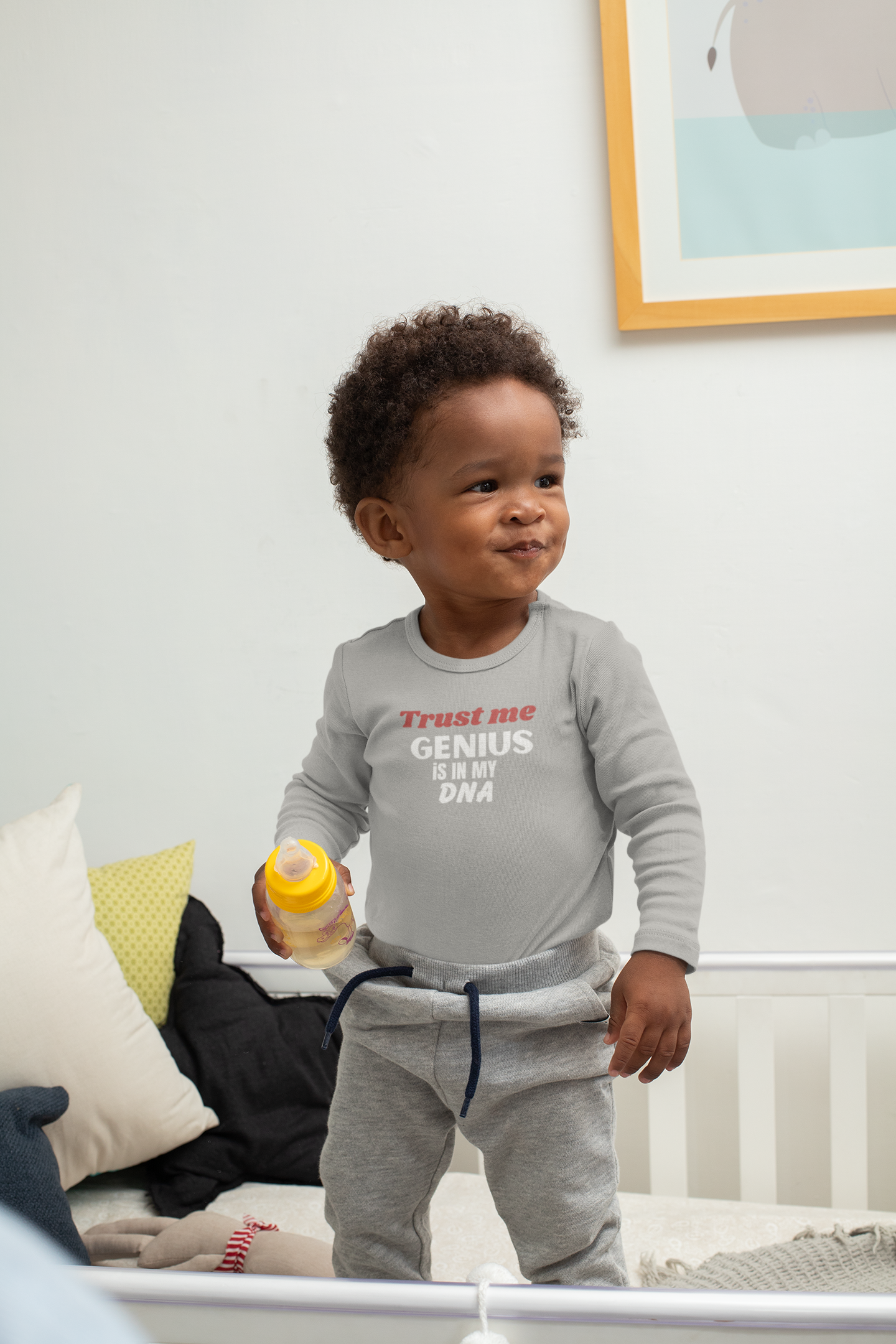 Toddler Long Sleeve Tee - Trust Me Genius is in My DNA, Cute Kids Fashion, Gift for Smart Kids, Baby Shower Gift, Fun Toddler Clothes