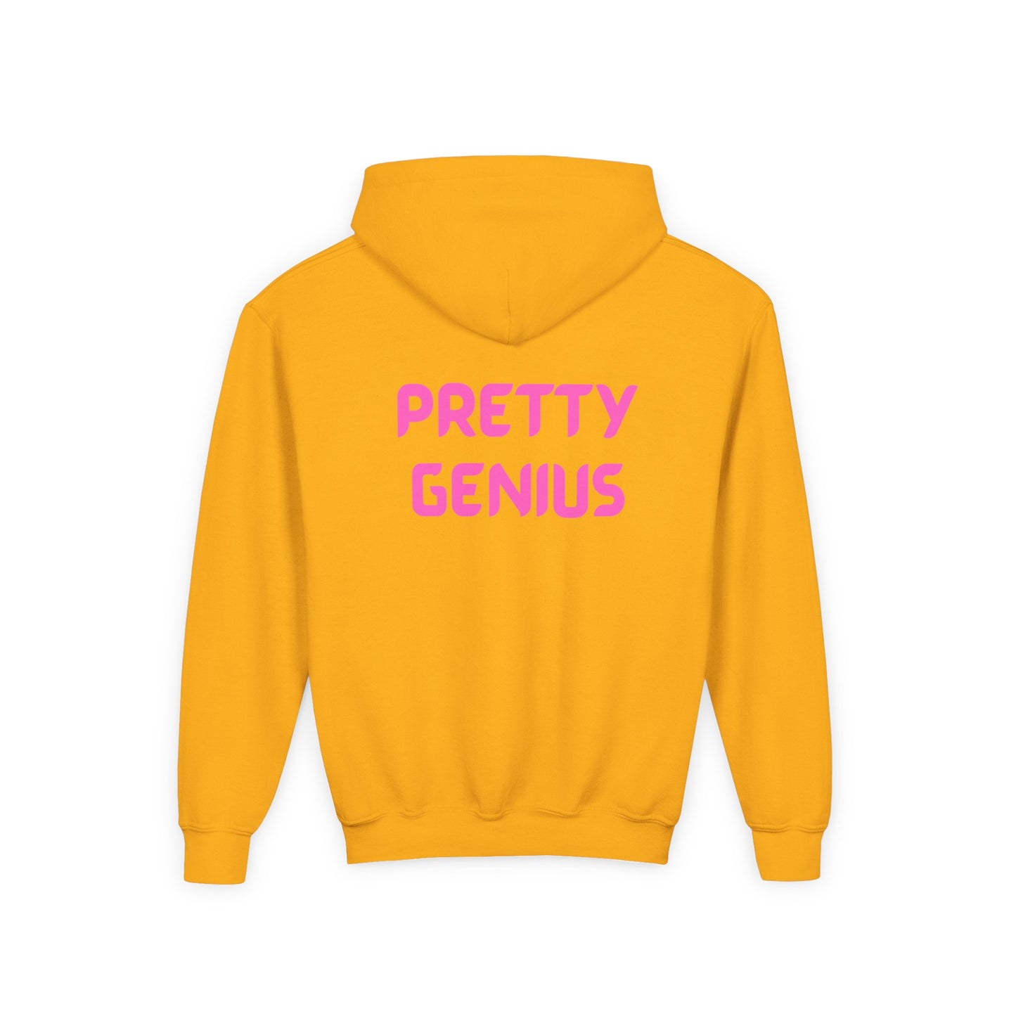 Girls Heavy Youth  Blend Hooded Sweatshirt with 'Pretty Genius' Design | Cozy Gift for Young girls to Teens, Casual Wear, Birthday Present, Everyday Style
