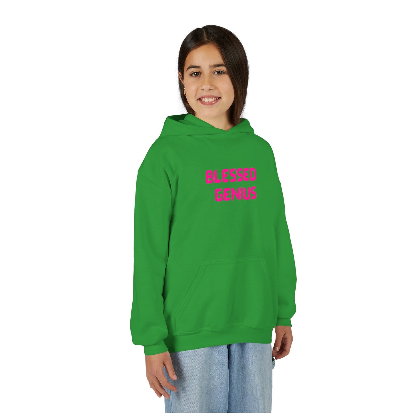 Blessed Genius Youth Hoodie, Inspirational Sweatshirt, Gift for Kids, Motivational Clothing, Cozy Pullover, Everyday Wear