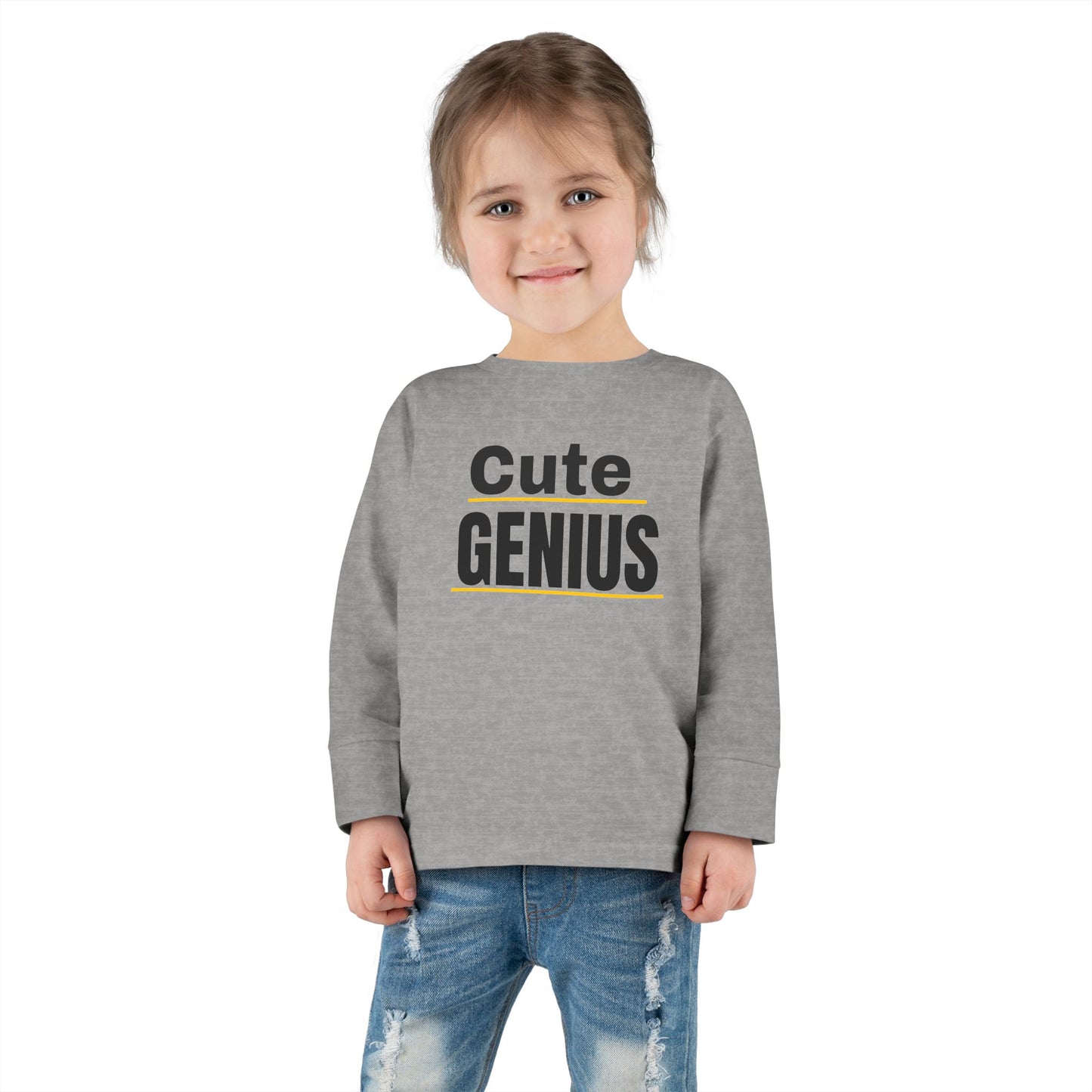 Cute Genius Toddler Long Sleeve Tee - Adorable Kids Shirt for Tiny Trendsetters, Birthday Gift, Baby Shower Present, Everyday Wear