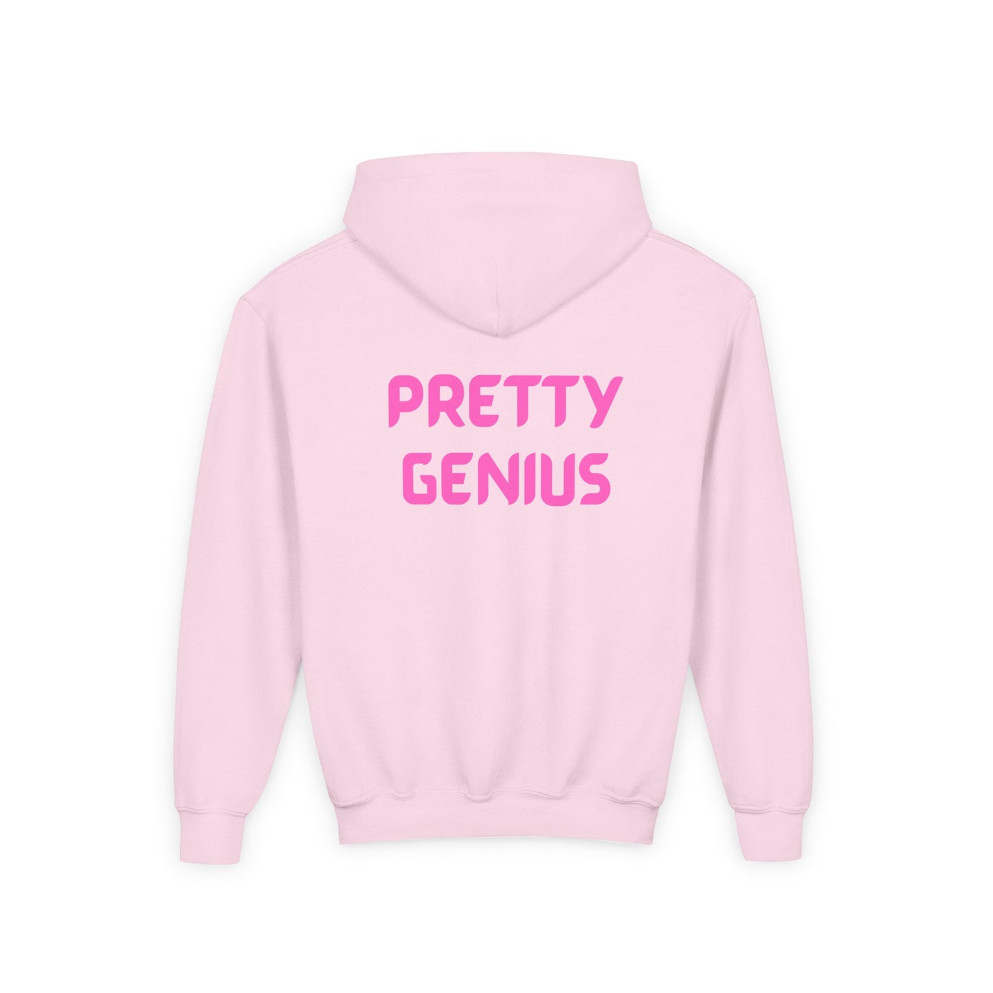 Girls Heavy Youth  Blend Hooded Sweatshirt with 'Pretty Genius' Design | Cozy Gift for Young girls to Teens, Casual Wear, Birthday Present, Everyday Style
