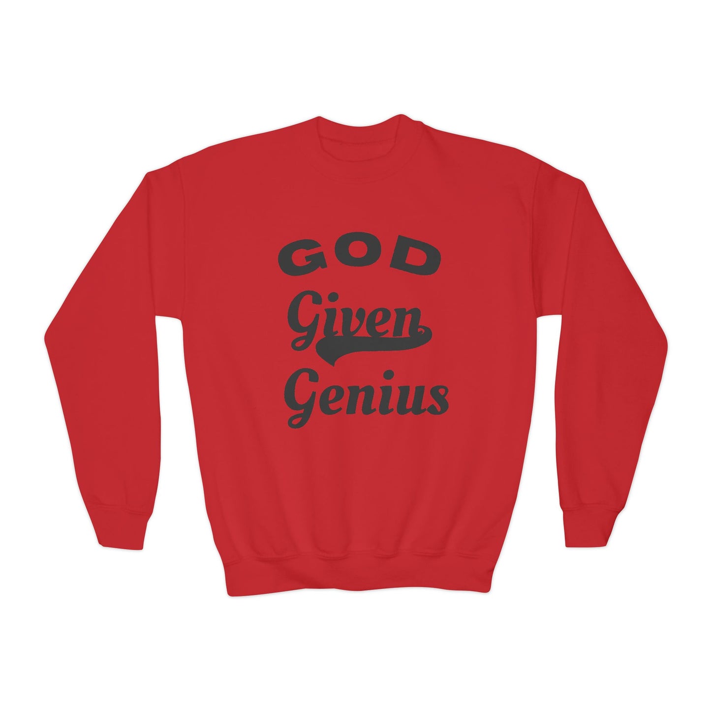 God Given Genius Youth Crewneck Sweatshirt, Inspirational Gift, Cozy Apparel, Back to School, Encouragement Fashion
