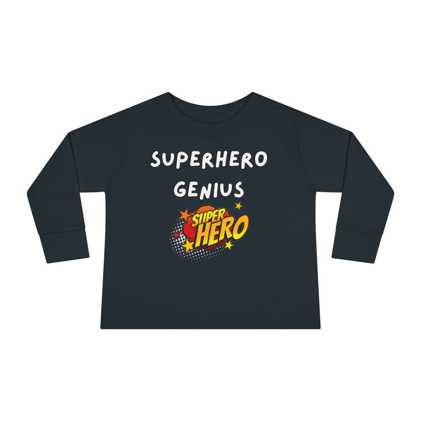 Superhero Genius Toddler Long Sleeve Tee - Perfect Gift for Birthdays, Playdates, or Family Gatherings, Fun Kids Apparel, Superhero Shirt