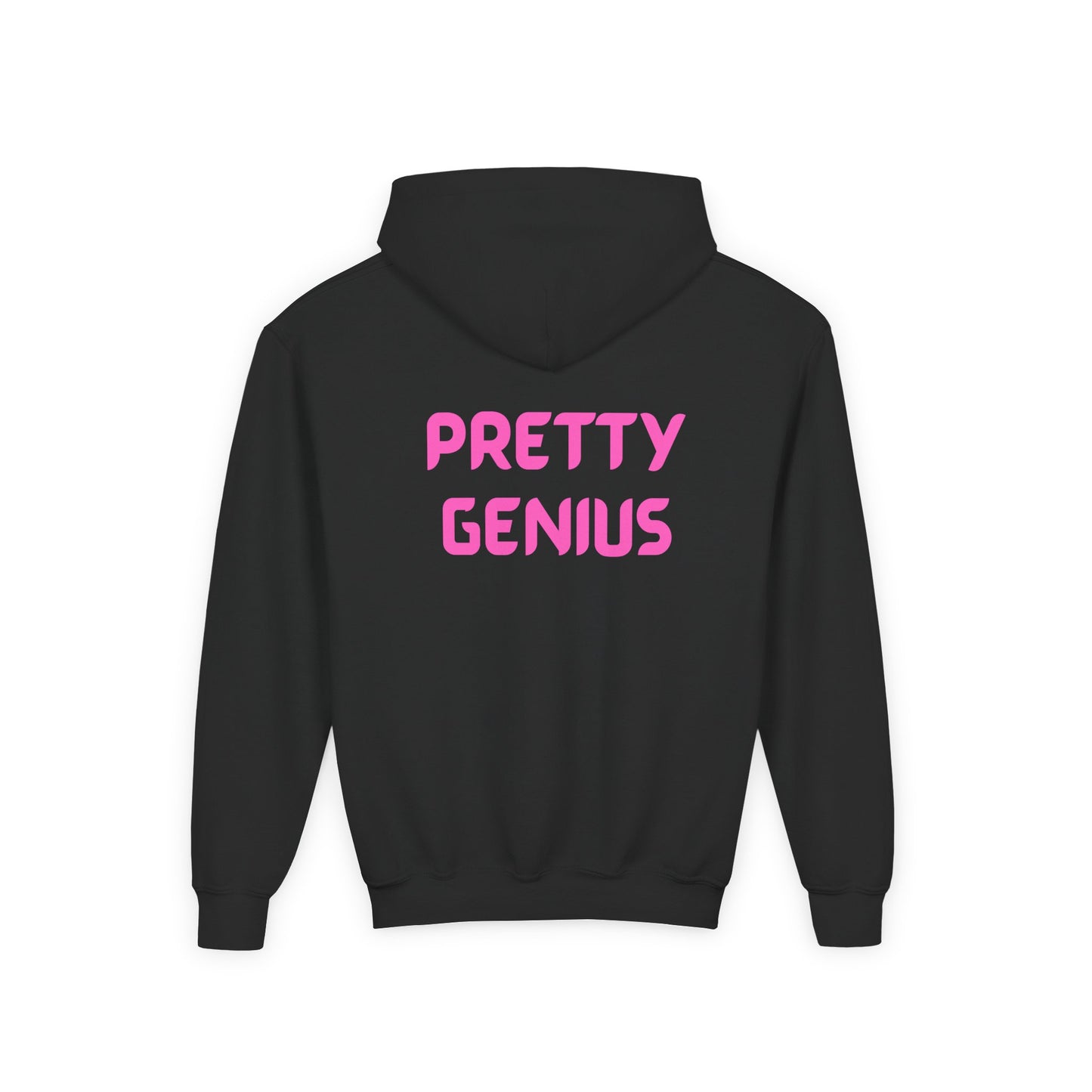 Girls Heavy Youth  Blend Hooded Sweatshirt with 'Pretty Genius' Design | Cozy Gift for Young girls to Teens, Casual Wear, Birthday Present, Everyday Style