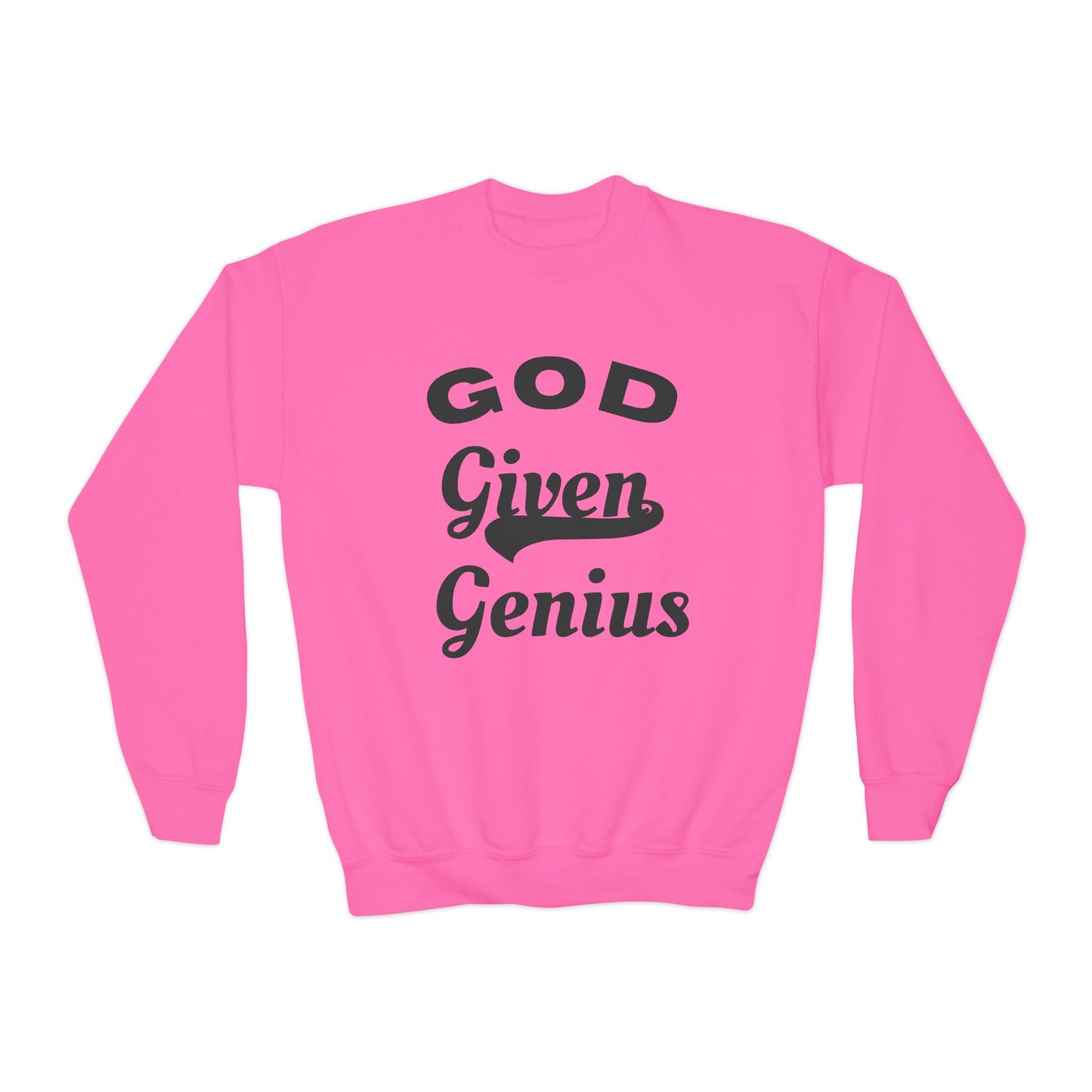 God Given Genius Youth Crewneck Sweatshirt, Inspirational Gift, Cozy Apparel, Back to School, Encouragement Fashion