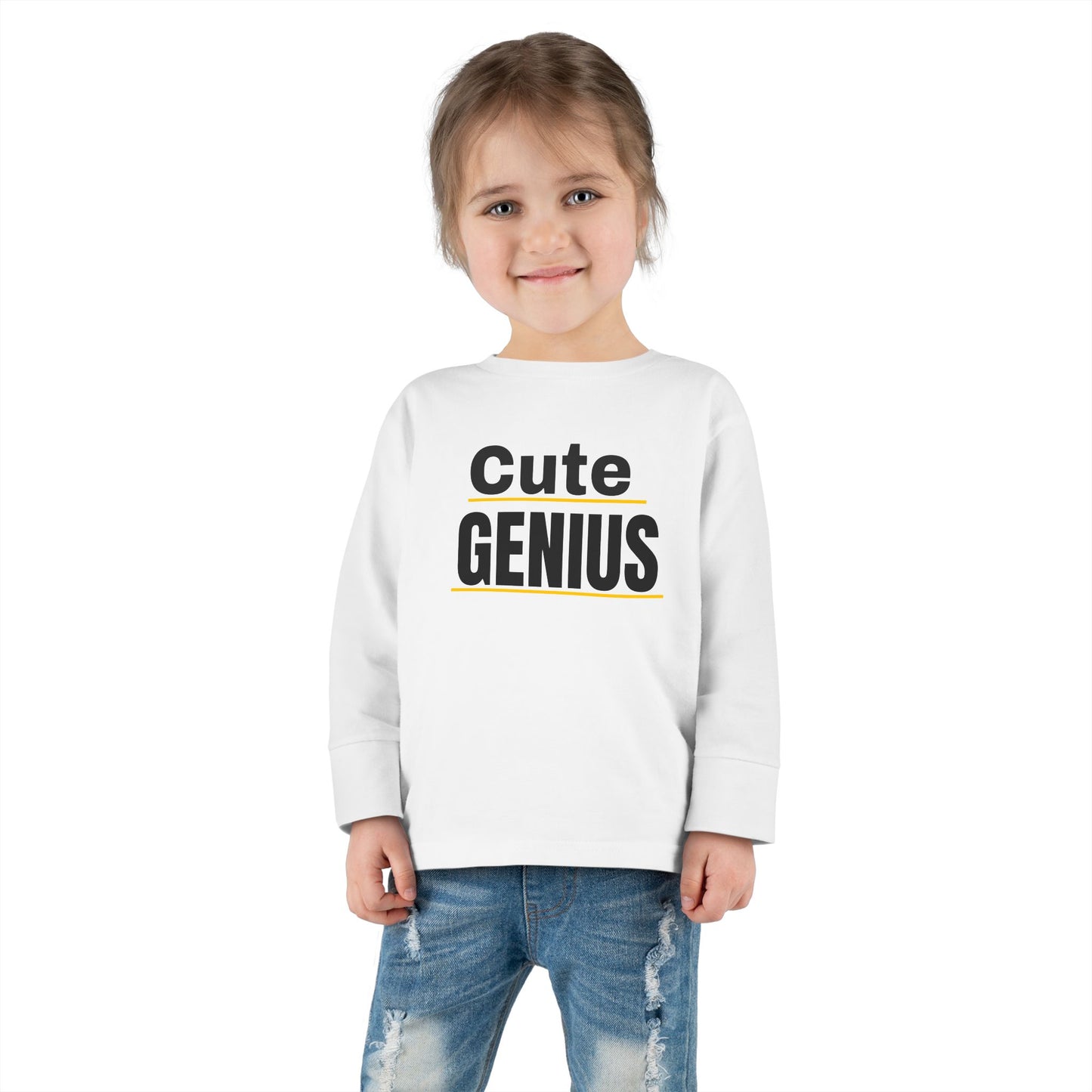 Cute Genius Toddler Long Sleeve Tee - Adorable Kids Shirt for Tiny Trendsetters, Birthday Gift, Baby Shower Present, Everyday Wear