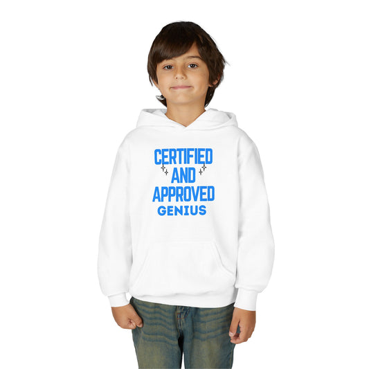 Certified Genius Youth Hoodie, Gift for Kids, Fun Sweatshirt, Approved Hoodie, Back to School, Birthday Gift