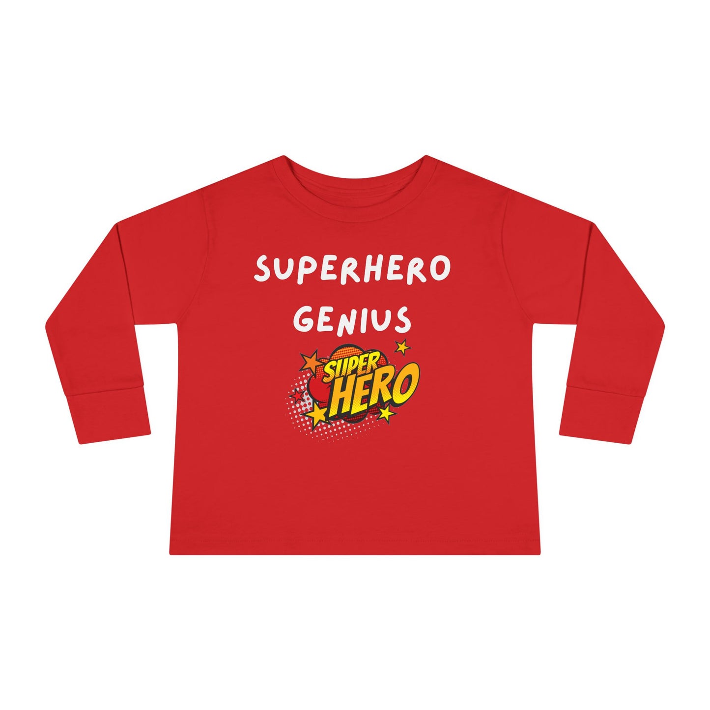Superhero Genius Toddler Long Sleeve Tee - Perfect Gift for Birthdays, Playdates, or Family Gatherings, Fun Kids Apparel, Superhero Shirt