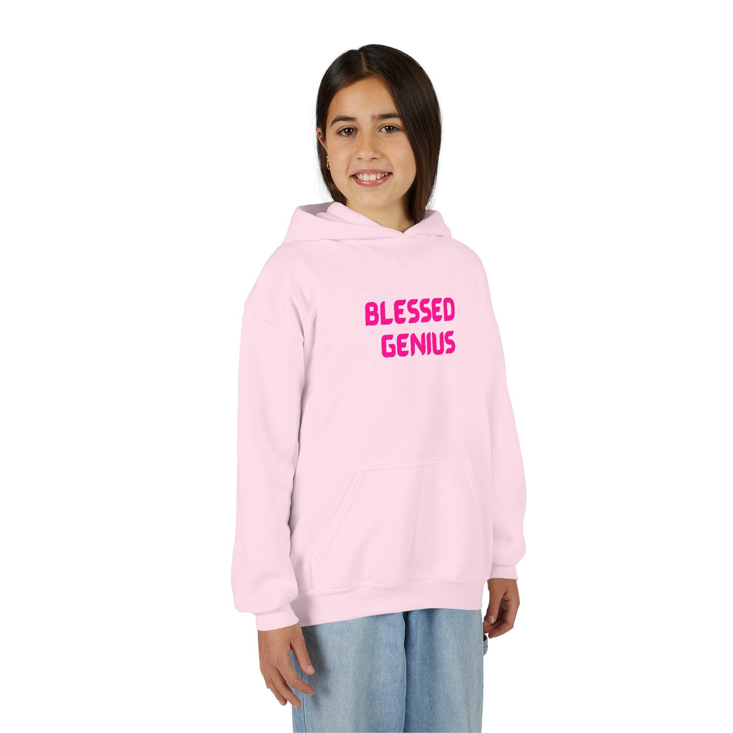 Blessed Genius Youth Hoodie, Inspirational Sweatshirt, Gift for Kids, Motivational Clothing, Cozy Pullover, Everyday Wear